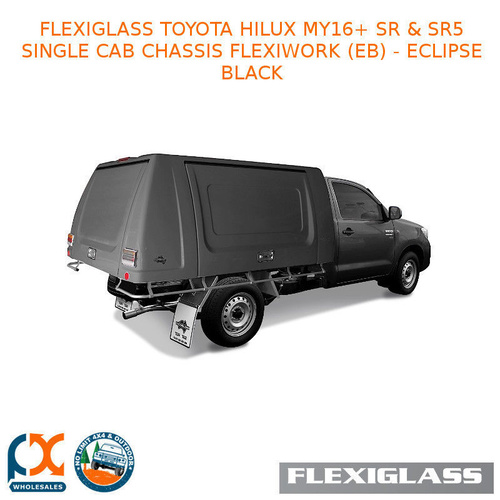 FLEXIGLASS TOYOTA HILUX MY16+ SR & SR5 SINGLE CAB CHASSIS FLEXIWORK FRONT, REAR & SIDE WINDOWS (EB) - ECLIPSE BLACK