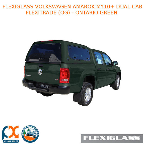 FLEXIGLASS VOLKSWAGEN AMAROK MY10+ DUAL CAB FLEXITRADE LIFT UP WINDOOR X 2 (OG) - ONTARIO GREEN 