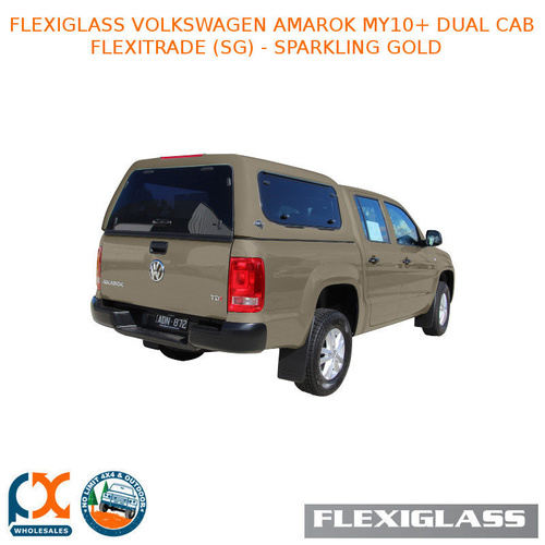 FLEXIGLASS VOLKSWAGEN AMAROK MY10+ DUAL CAB FLEXITRADE LIFT UP WINDOOR X 2 (SG) - SPARKLING GOLD 