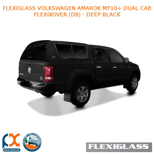 FLEXIGLASS VOLKSWAGEN AMAROK MY10+ DUAL CAB FLEXIXOVER LIFT UP WINDOOR X 2 (DB) - DEEP BLACK