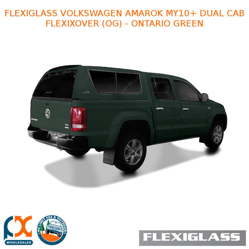 FLEXIGLASS VOLKSWAGEN AMAROK MY10+ DUAL CAB FLEXIXOVER LIFT UP WINDOOR X 2 (OG) - ONTARIO GREEN